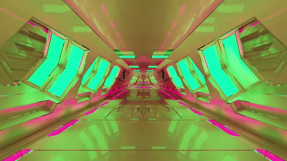 A 3D Illustration of  FHD 60FPS Corridor with Neon Illumination