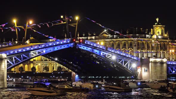 Drawn Palace Bridge and Winter Palace at Night alt