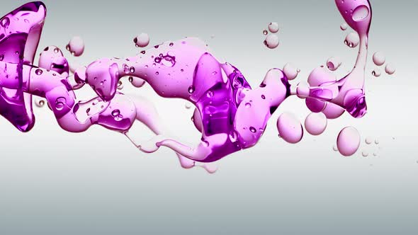 Transparent Cosmetic Purple Oil Bubbles And Shapes On White Background