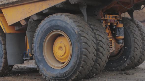 Close-up Huge Wheels of a Mining Truck