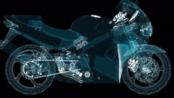 Abstract Motorcycle Consisting of Glow Points and Lines