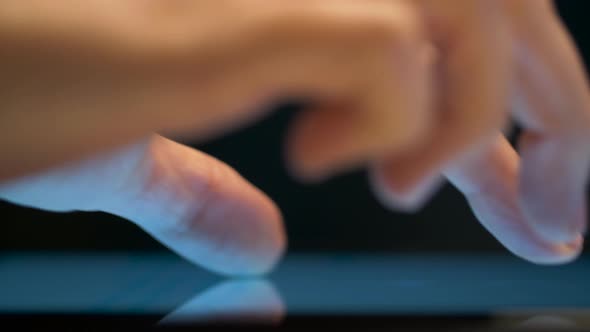 Close Up of Hand Using Computer Touch Screen  alt