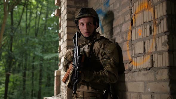 Scared Special Forces Soldier Investigating Area alt