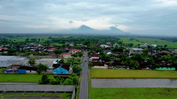 Aerial view of beautiful view in the morning at klaten city. Klaten - Indonesia alt