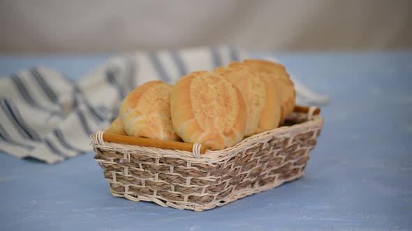 Homemade italian bread Mantovane in basket.