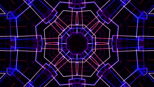 VJ loop neon kaleidoscope. Looping animation.