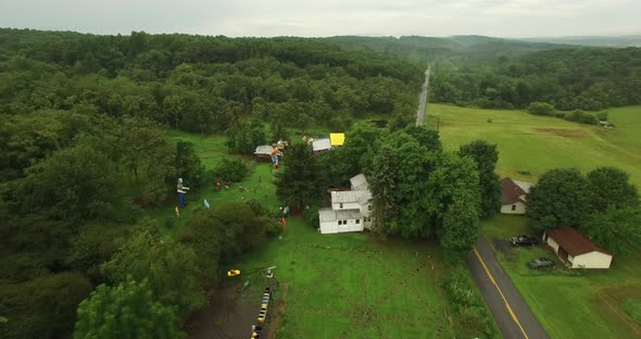 Fly over of an eccentric’s entire collection of giant American roadside attractions and oddities lik alt