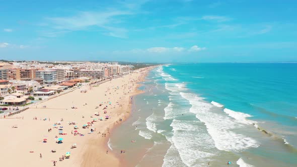 Aerial View of the Beautifull Beaches of Costa Blanco, Spain alt