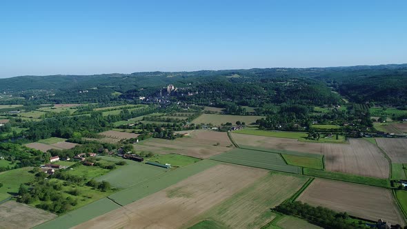 The Castle valley in Black Perigord in France aerial view alt