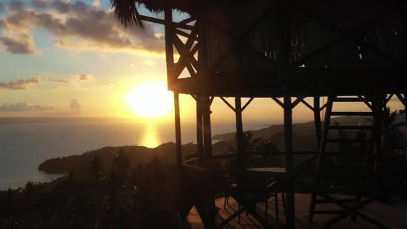 4k 30fps Sunset In The Caribbean With Palms Trees Drone Shoot alt