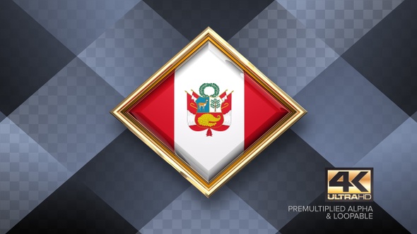 Peru Flag Rotating Badge 4K Looping with Transparent Background