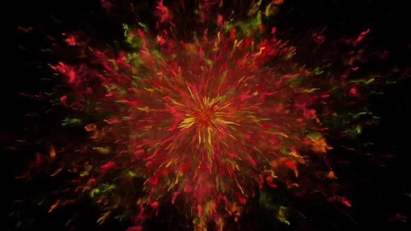 Colorful Footage With Many Bright Red And Yellow Rotating Explosions