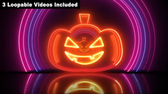 Halloween Pumpkins Neon Tunnel Loopable Package