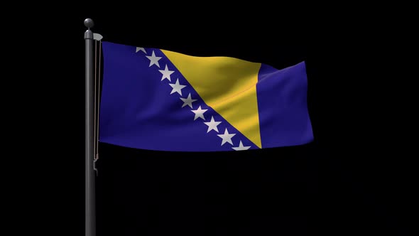 Bosnia And Herzegovina Flag On Flagpole With Alpha Channel alt