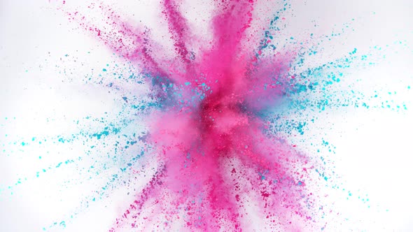 Super Slow Motion Shot of Color Powder Explosion Isolated on White Background at 1000Fps alt