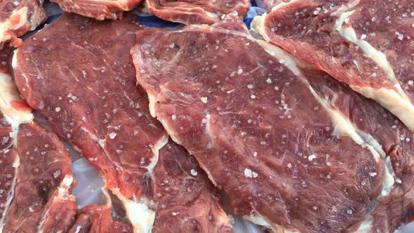 Raw Beef Steaks Rotating alt