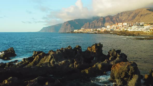 Aerial Sunset Soft Light on Rocks alt