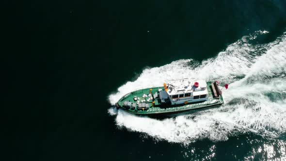 Fisher Boat Passing Aerial View