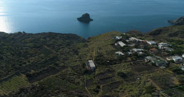 Panoramic Aerial View of Salina Coastline Summer and Sunny Day alt