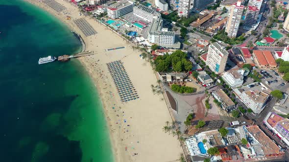 Aerial Drone Footage Video of Magaluf Town Mallorca alt