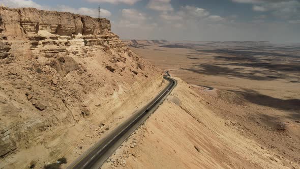 Desert Sands of the Blue Sky White Clouds the Camera Flies Over the Land the Landscape in Israel