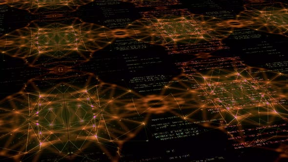 Scrolling programing code in digital space. cyber space technology background. alt