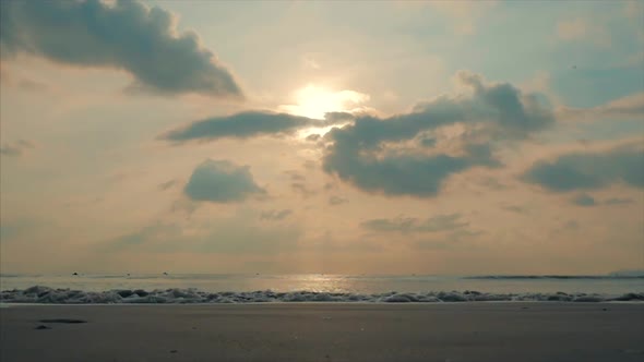 Beautiful Sunset in the Tropics on the Backdrop of the Ocean. Concept Nature, Vacation, Relaxe alt