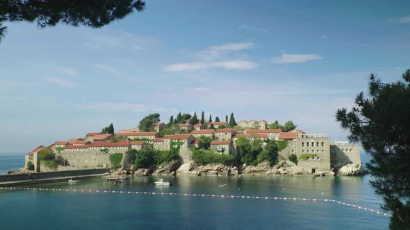 Sveti Stefan Is a Tourist Town By the Sea. Montenegro. Day alt