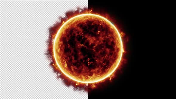Solar Energy, Burning Sun, Animation Seamless Loop, Alpha Channel.