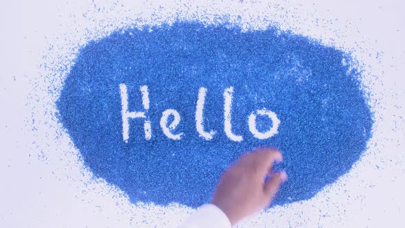 Indian Hand Writes On Blue Hello