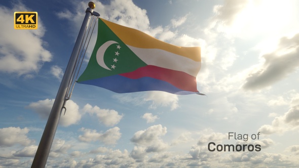 Comoros Flag on a Flagpole - 4K alt