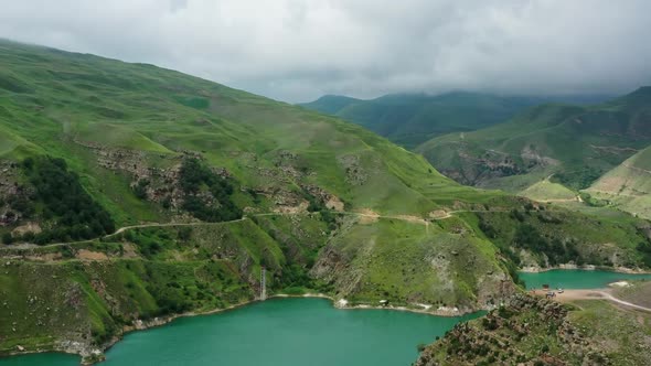 Lake Gizhgit in the Caucasus Mountains alt