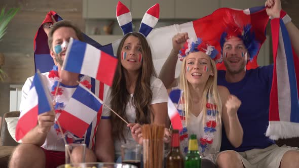 French Cheering soccer Fans Frustrated