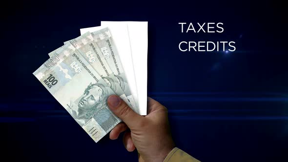 Brazil Real, Reai money fan of banknotes loss in hand alt