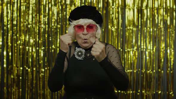 Senior Old Woman Asking To Stop and Showing Restrict Gestures with Hands Displeased with Something alt