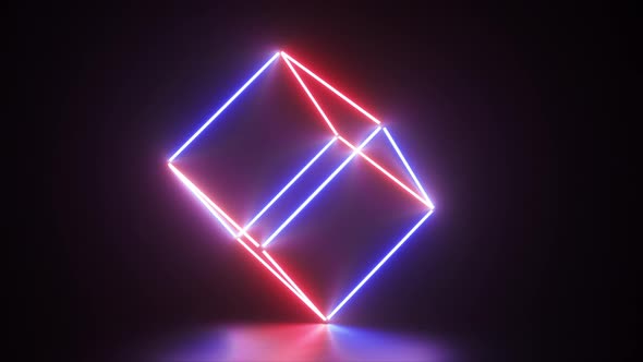 Abstract Glowing Neon Lines Creating a Cube alt