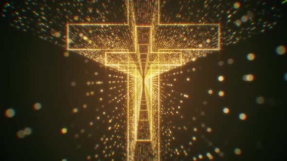 Modern Gold Particle Holy Cross Tunnel Looping Background