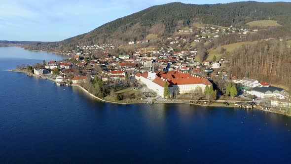 Aerial view of Tegernsee Abbey, Tegernsee, Bavaria, Germany alt