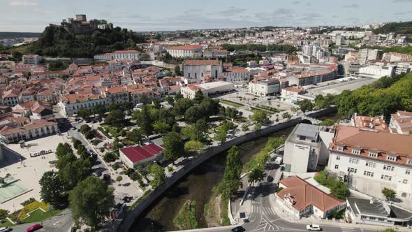 Dreamlike White Holiday Town, Leiria, Portugal, Cityscape, Aerial