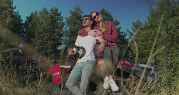 Young Friends Having Fun in Morning Sun Hipsters Looking for Adventure alt