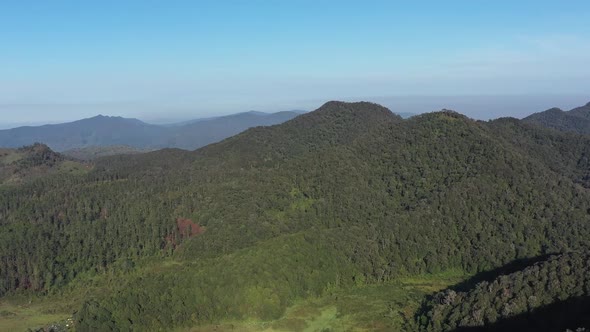 Aerial view of mountains with blue sky