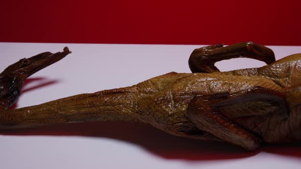 A full smoked duck on a white surface with a red background - SMOKED DUCK 003 alt