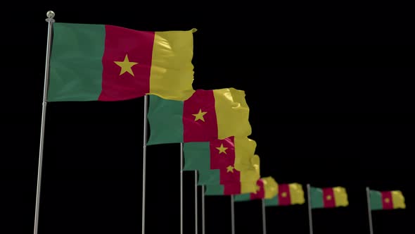 Cameroon  Row Flag With Alpha