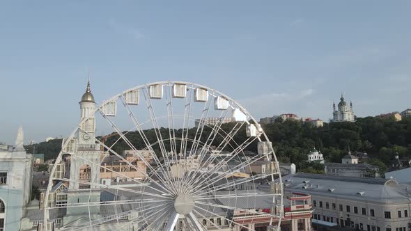 View of Kyiv From Above. Ukraine. Aerial View, Gray, Flat alt