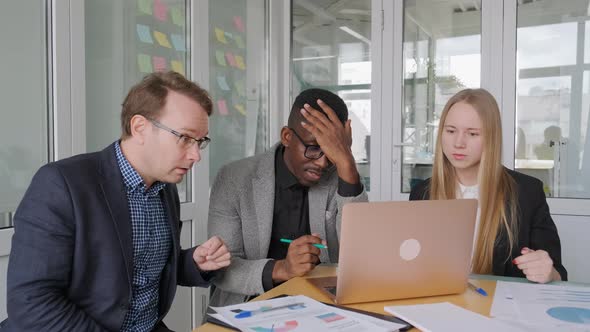 Three Business People Have Meeting Consultation in Office Discussing Project