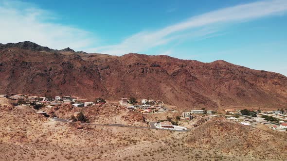 Aerial panorama near Boulder City, Nevada featuring residential area near Lake Mead alt