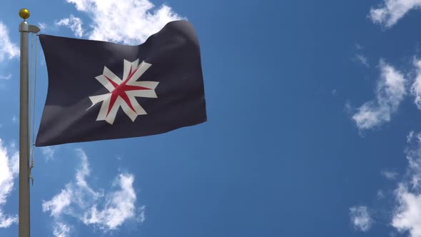 Hokkaido Prefecture Flag (Japan) On Flagpole alt