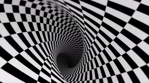 Tunnel of Black and White Mosaic Folds Endlessly alt