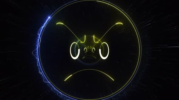 Neon Sad Face Emoji Package, Social Media Reaction, Loopable