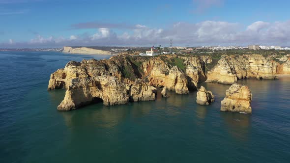 Ponta da Piedade with lighthouse Farol da Ponta da Piedade, Portugal alt